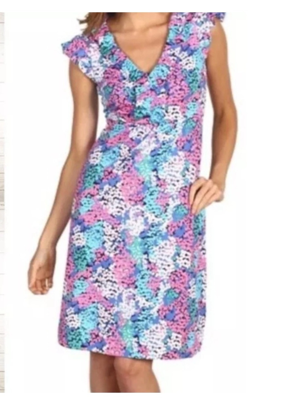 Lilly Pulitzer Clare Ruffled Silk Jersey Floral Print Dress Sz XS